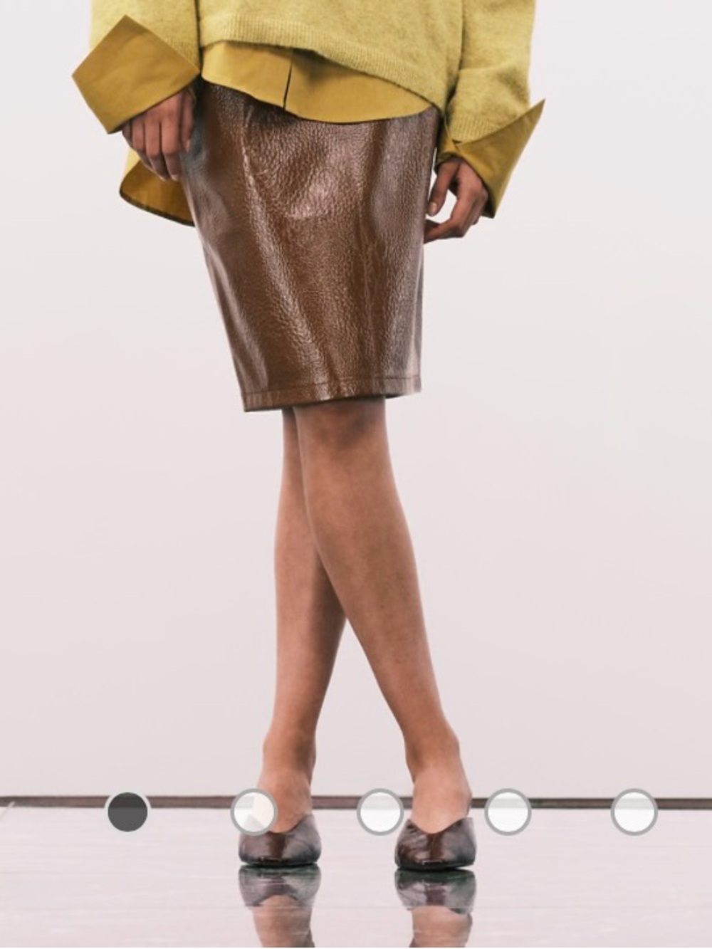 NWT ASOS DESIGN faux leather clean 90s length midi skirt in camel